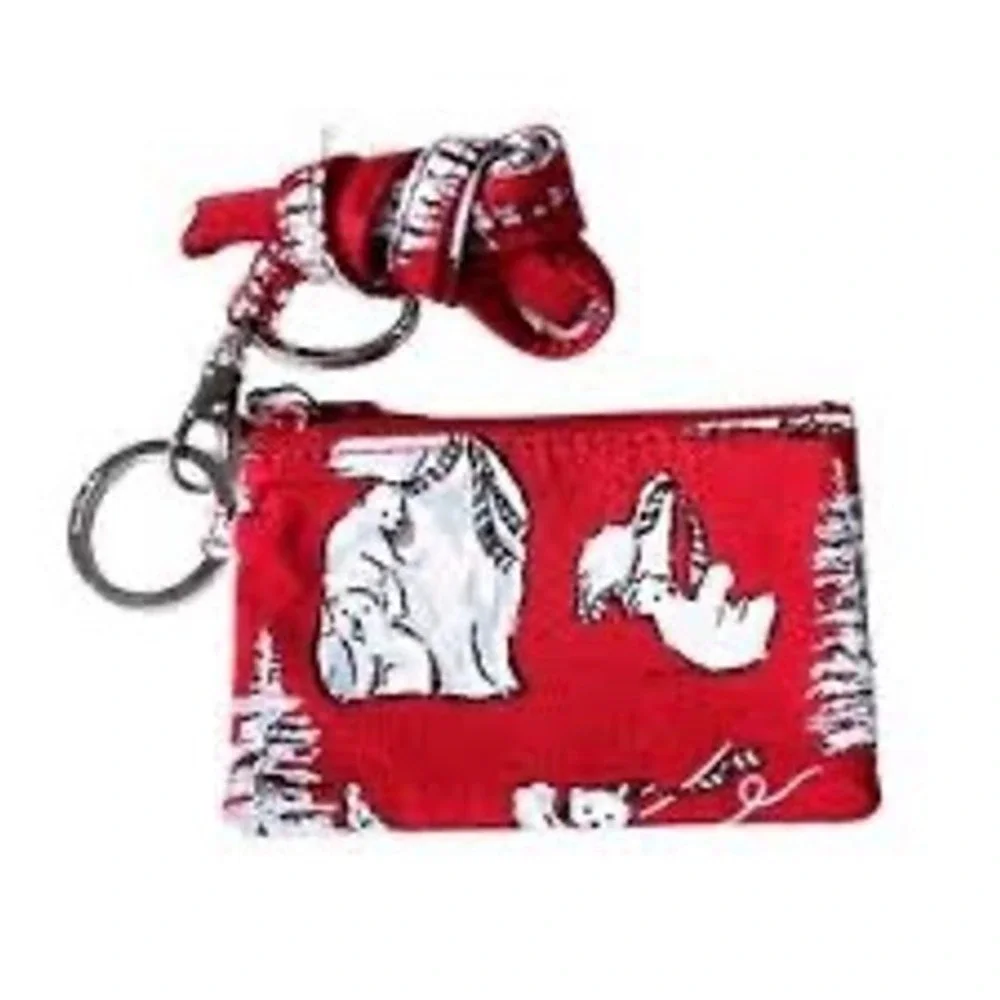 Vera Bradley Zip ID Case Beary Merry Red Polar Bear Wallet Keychain 14559-R90